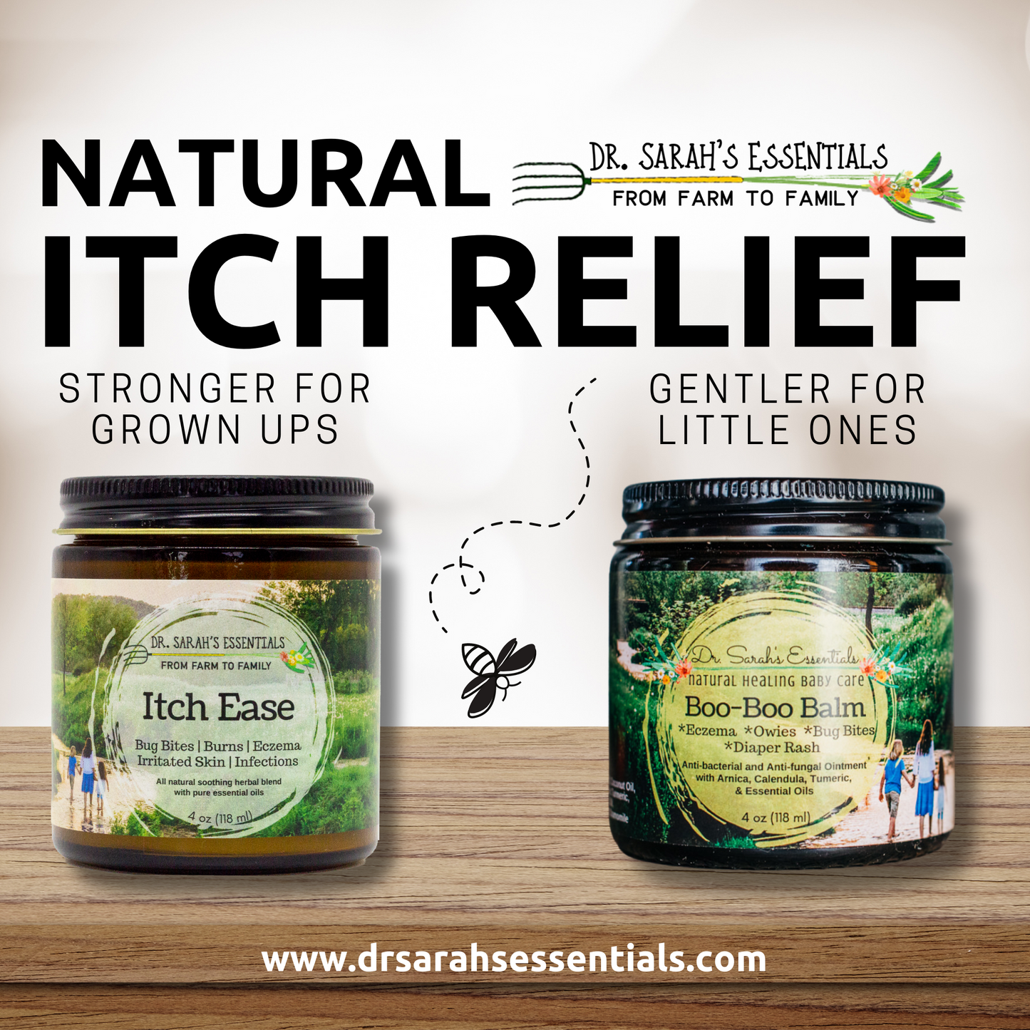 Dr. Sarah's Essentials | Natural Healing Boo-Boo Balm and Itch Ease