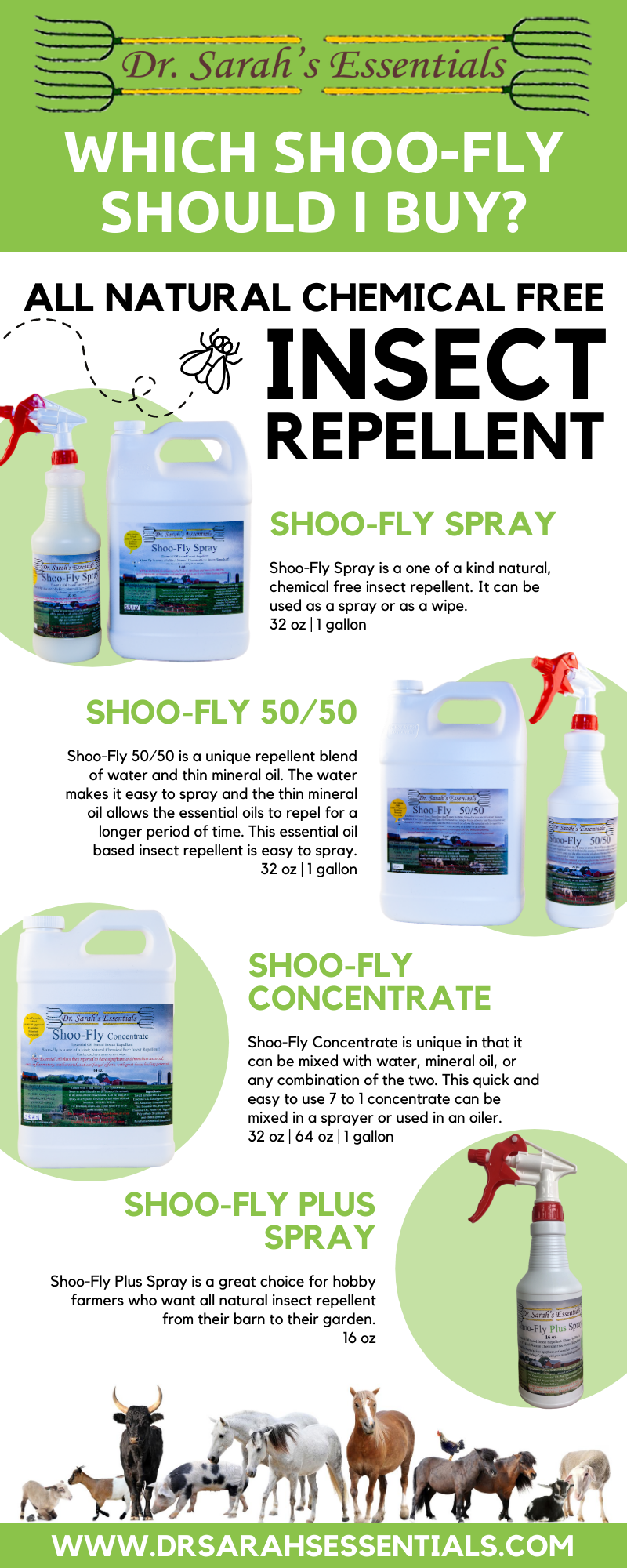 Shoo-Fly 50/50 Insect Spray | Natural Fly Repellent for Livestock – Dr ...